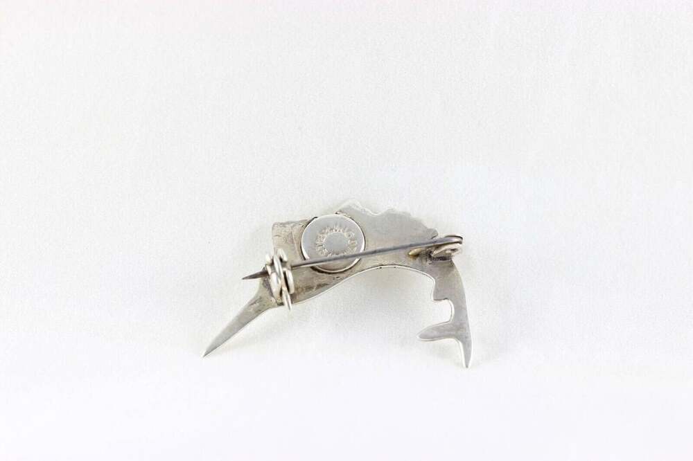 Sterling Silver Swordfish Sailfish Marlin Pin Brooch Vintage Mexico 1" x 1 1/2" - Picture 2 of 4